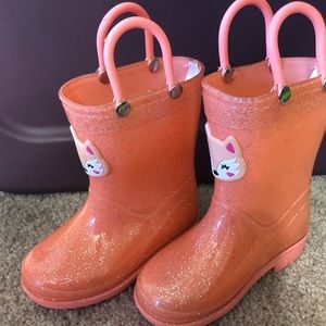 Orange toddler rain boots